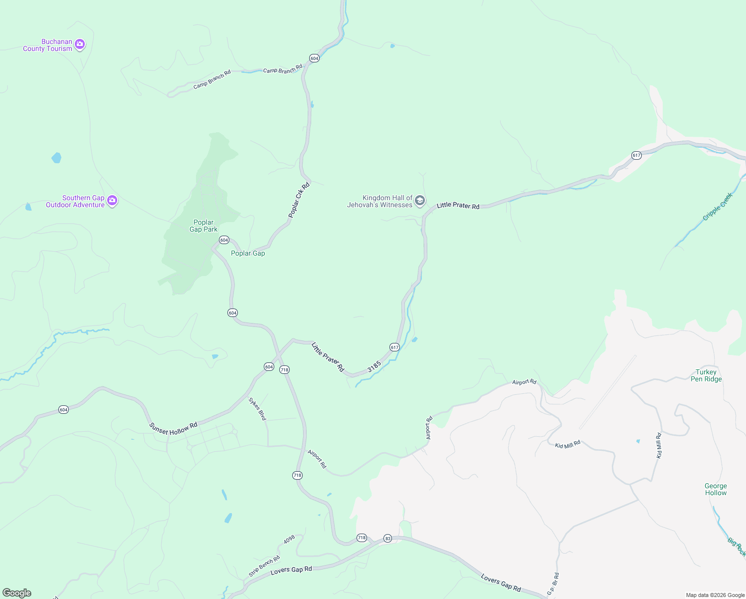 map of restaurants, bars, coffee shops, grocery stores, and more near 3432 Little Prater Road in Grundy