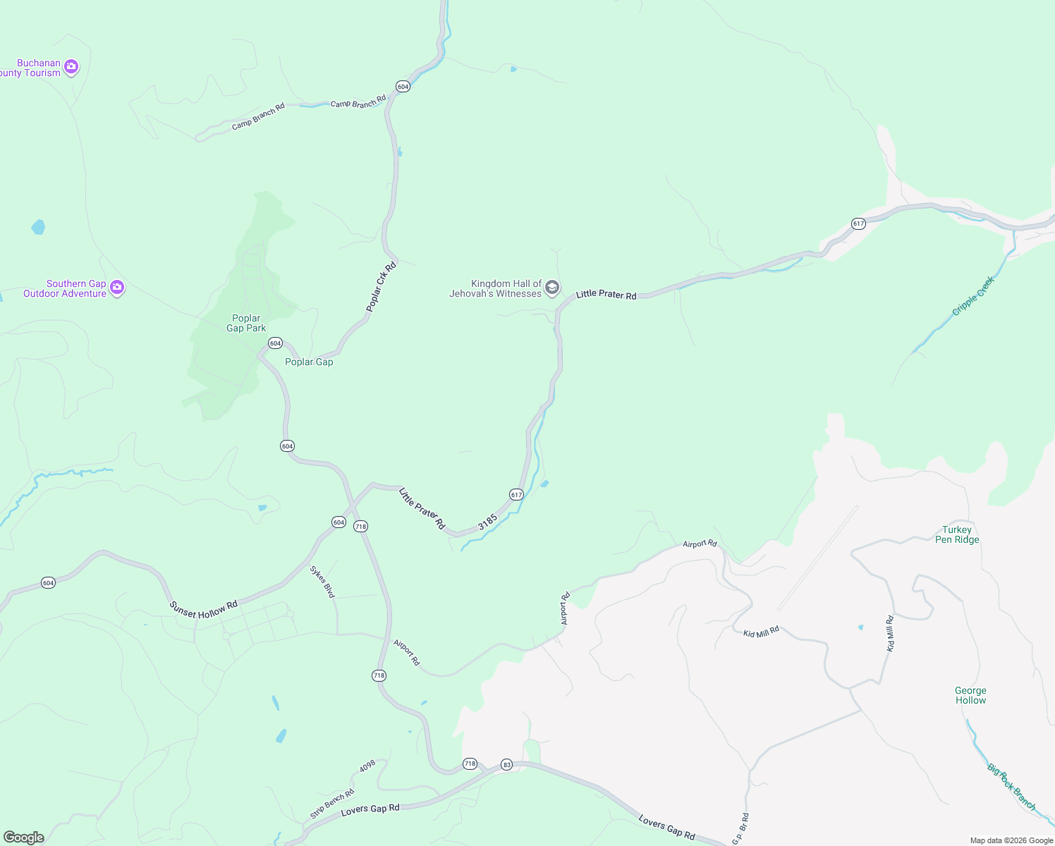 map of restaurants, bars, coffee shops, grocery stores, and more near 3432 Little Prater Road in Grundy