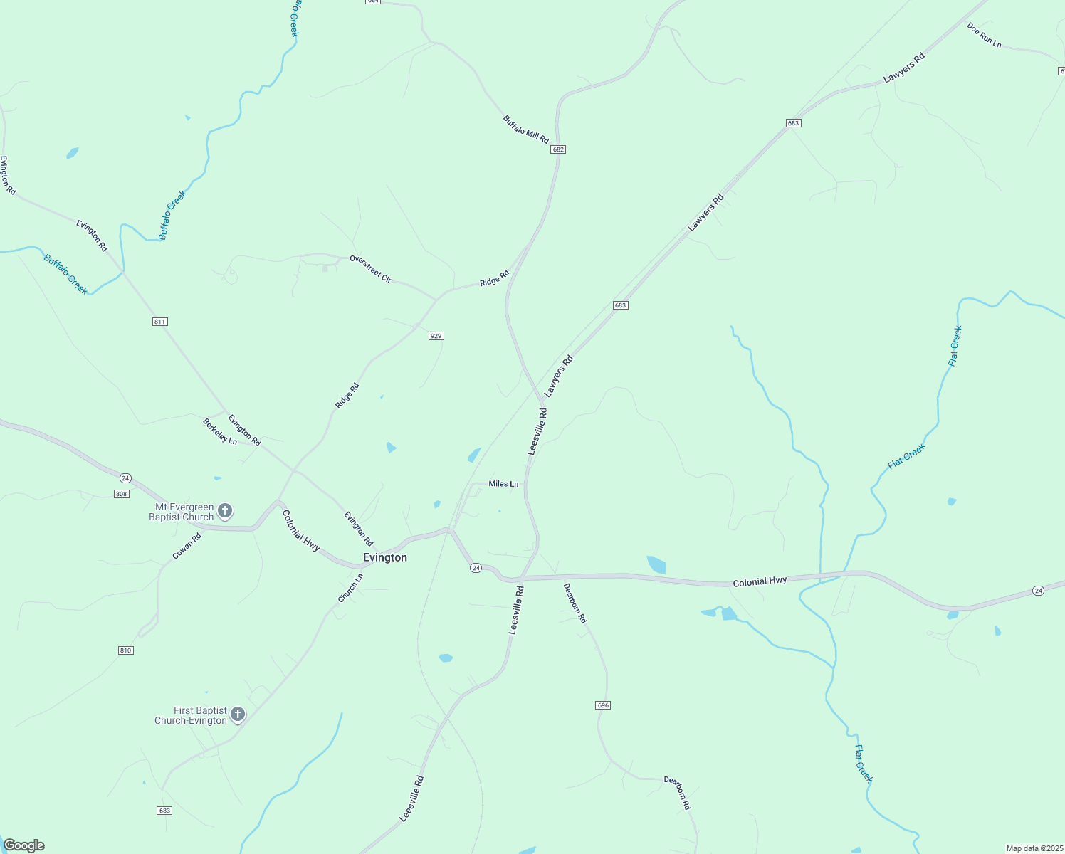 map of restaurants, bars, coffee shops, grocery stores, and more near 12020 Leesville Road in Evington
