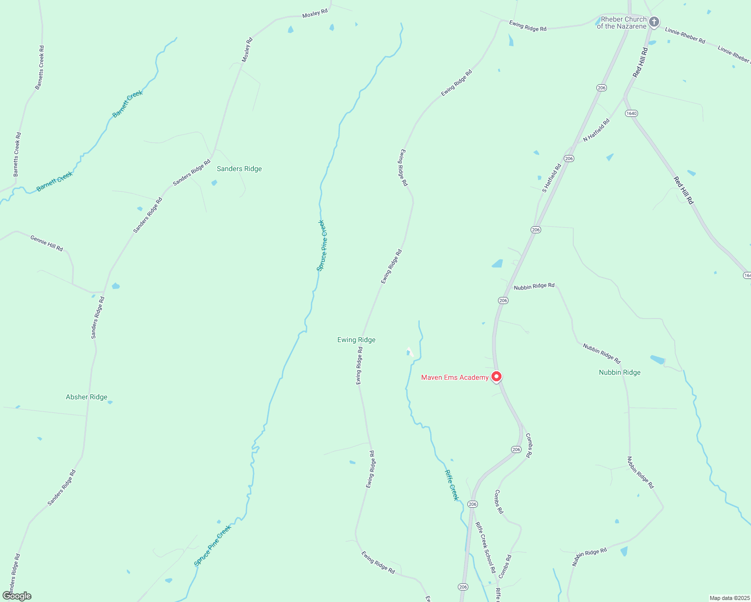 map of restaurants, bars, coffee shops, grocery stores, and more near Ewing Ridge Road in Liberty