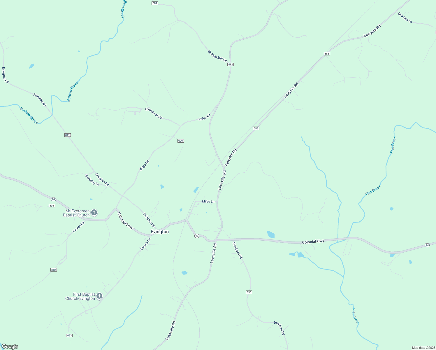 map of restaurants, bars, coffee shops, grocery stores, and more near 12020 Leesville Road in Evington