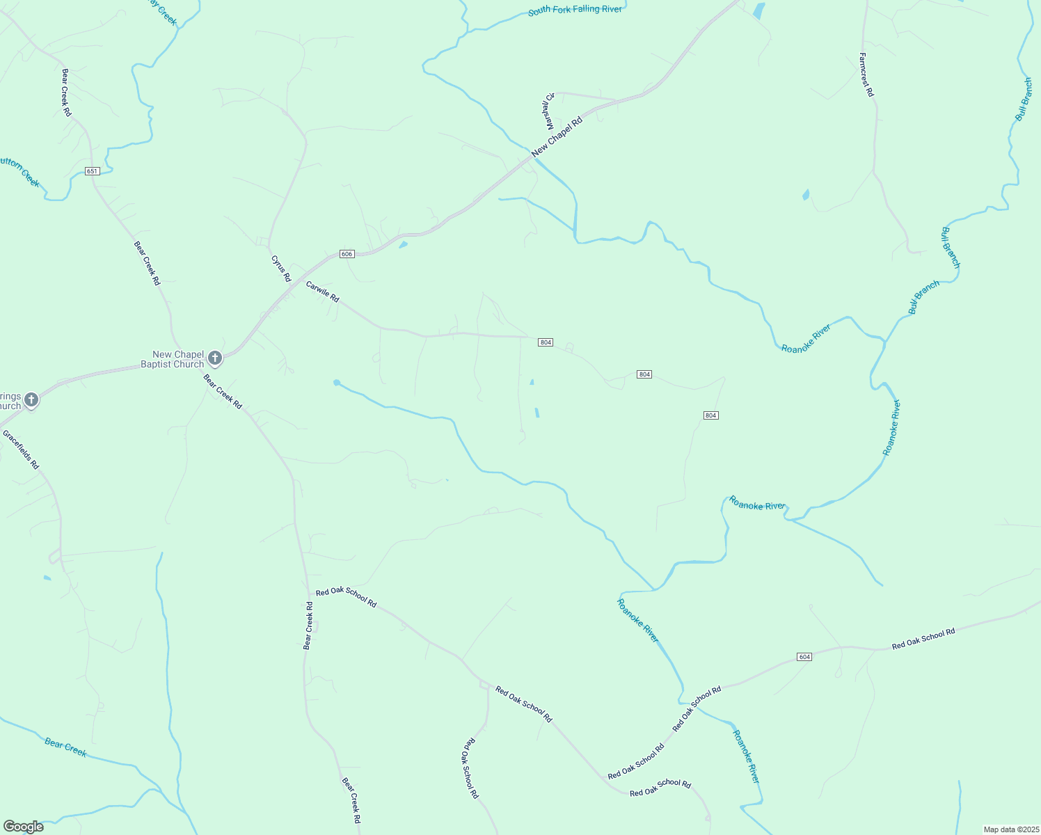 map of restaurants, bars, coffee shops, grocery stores, and more near 335 Riley Lane in Rustburg