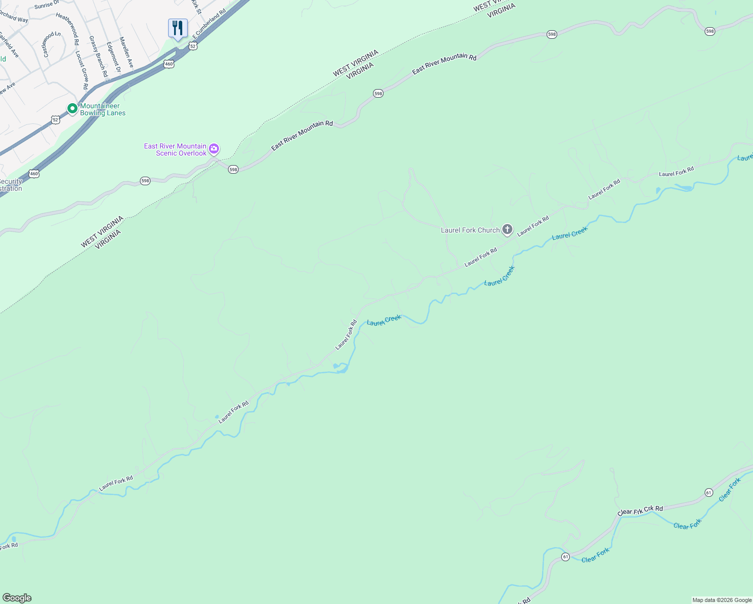 map of restaurants, bars, coffee shops, grocery stores, and more near 5138 Laurel Fork Road in Rocky Gap