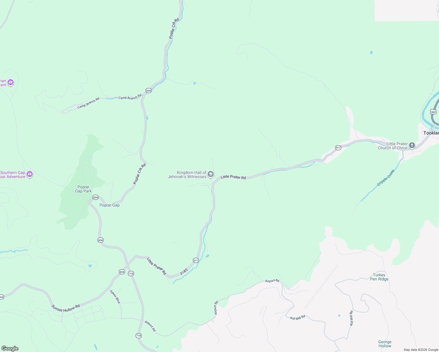 map of restaurants, bars, coffee shops, grocery stores, and more near Little Prater Road in Grundy