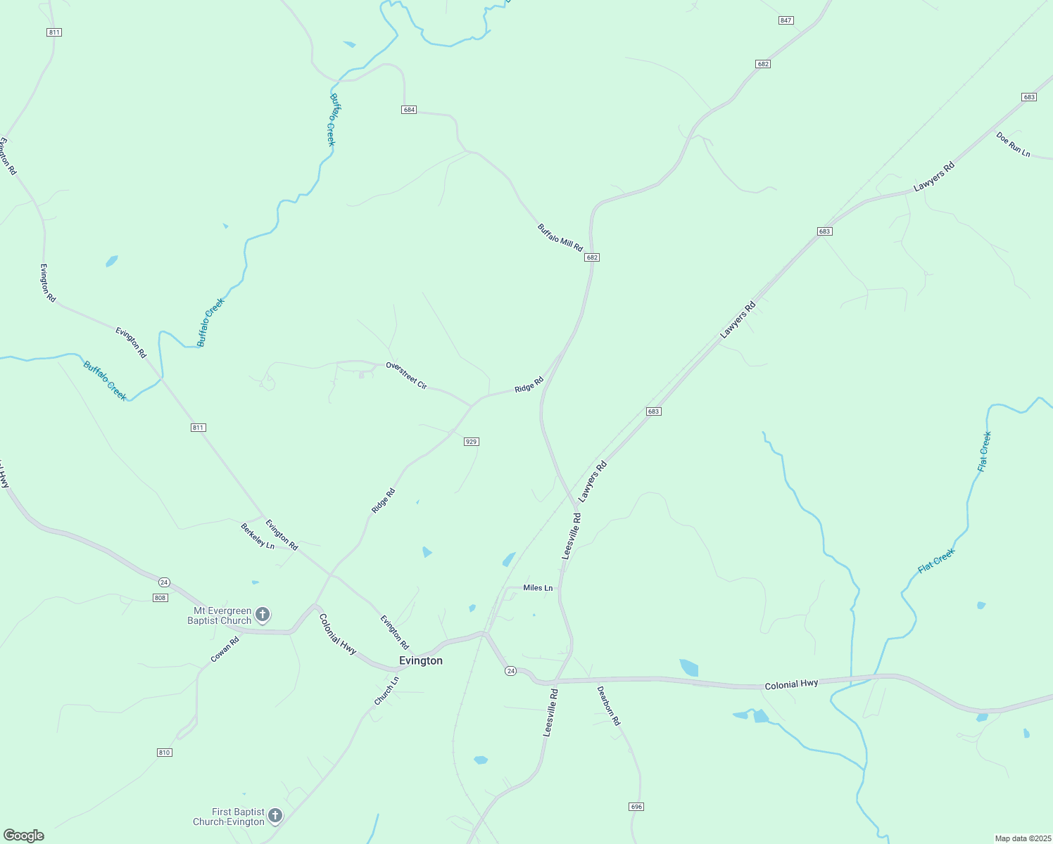 map of restaurants, bars, coffee shops, grocery stores, and more near 12420 Leesville Road in Evington