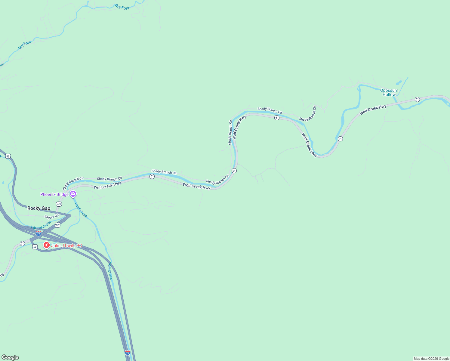 map of restaurants, bars, coffee shops, grocery stores, and more near Highway 61 in Narrows