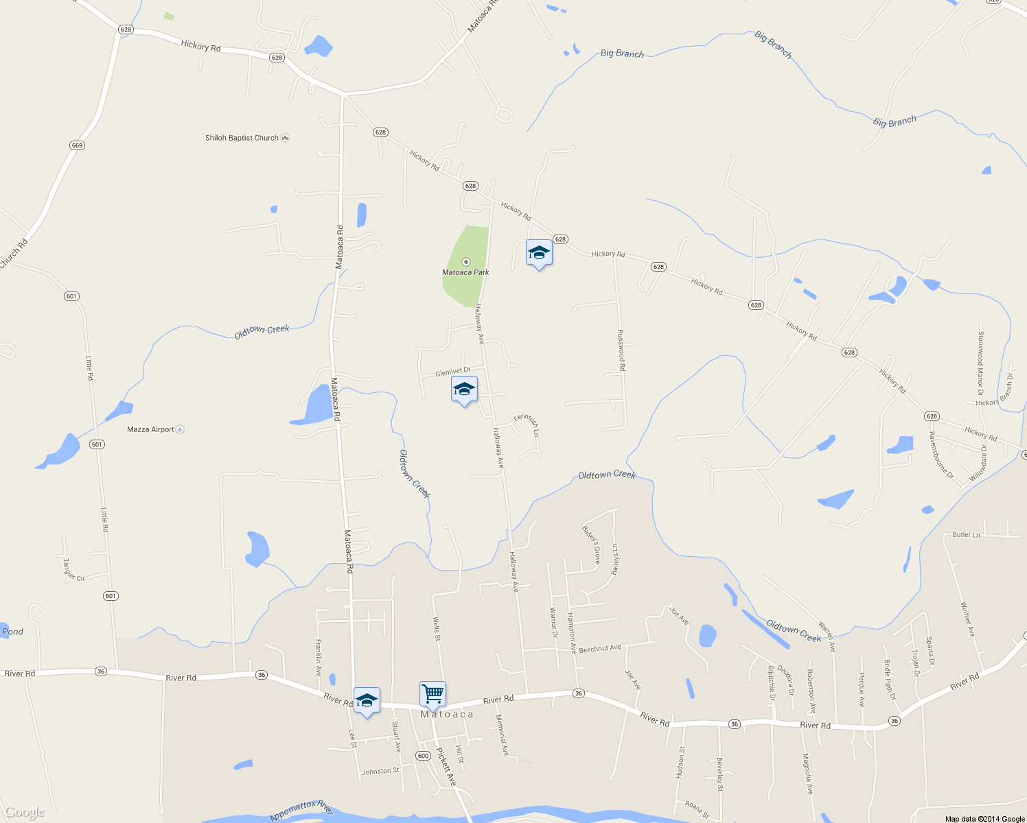 map of restaurants, bars, coffee shops, grocery stores, and more near 5960 Ferintosh Lane in Petersburg