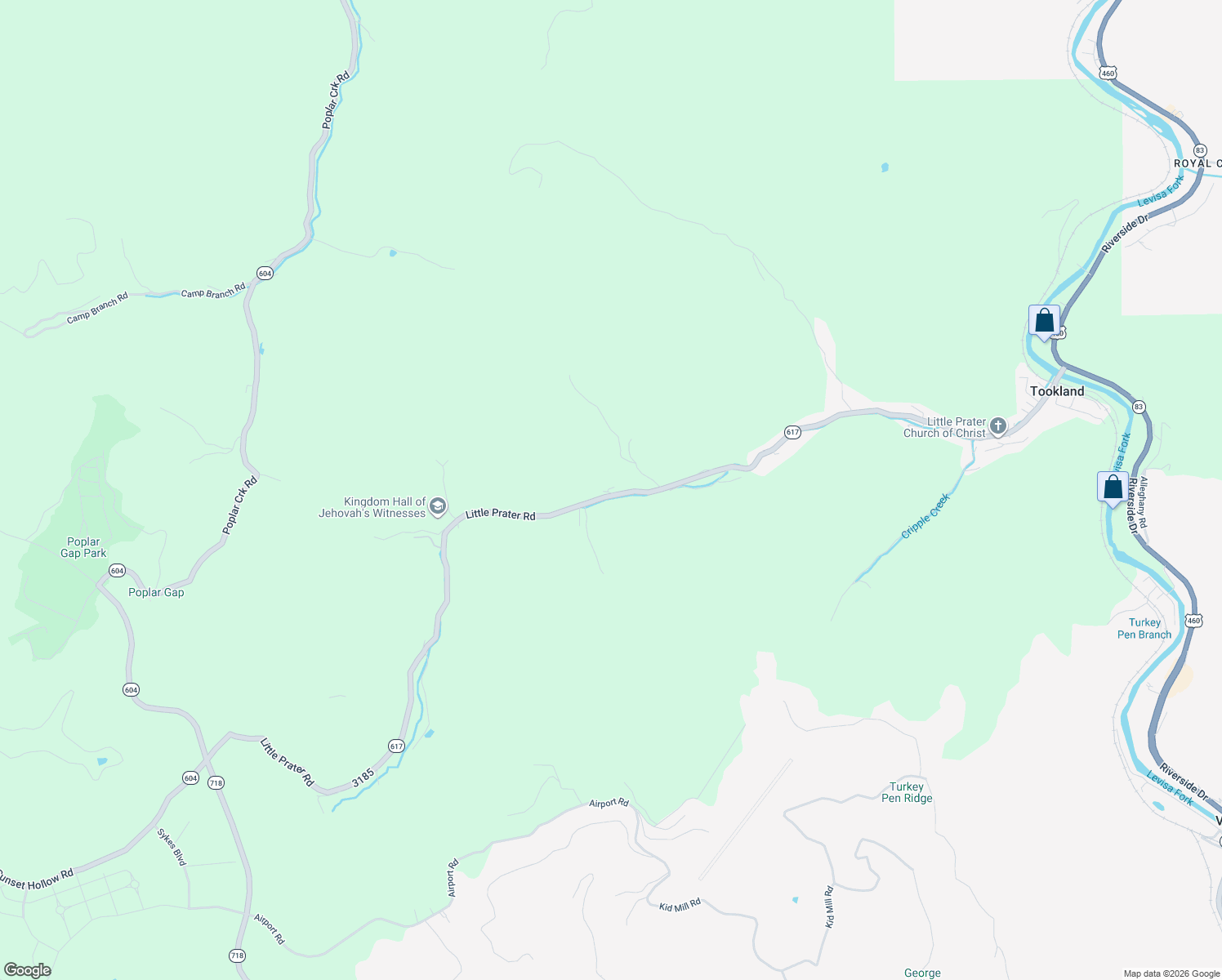 map of restaurants, bars, coffee shops, grocery stores, and more near 2486 Little Prater Road in Grundy