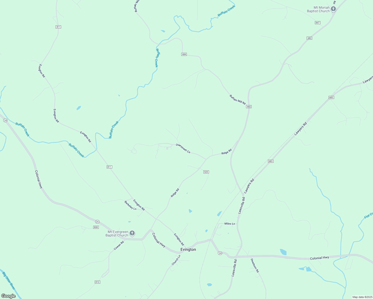 map of restaurants, bars, coffee shops, grocery stores, and more near 215 Plateau Drive in Evington