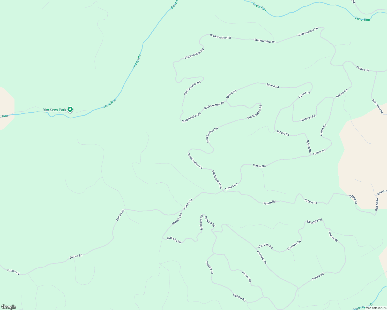 map of restaurants, bars, coffee shops, grocery stores, and more near Starkbeather Road in Fort Garland