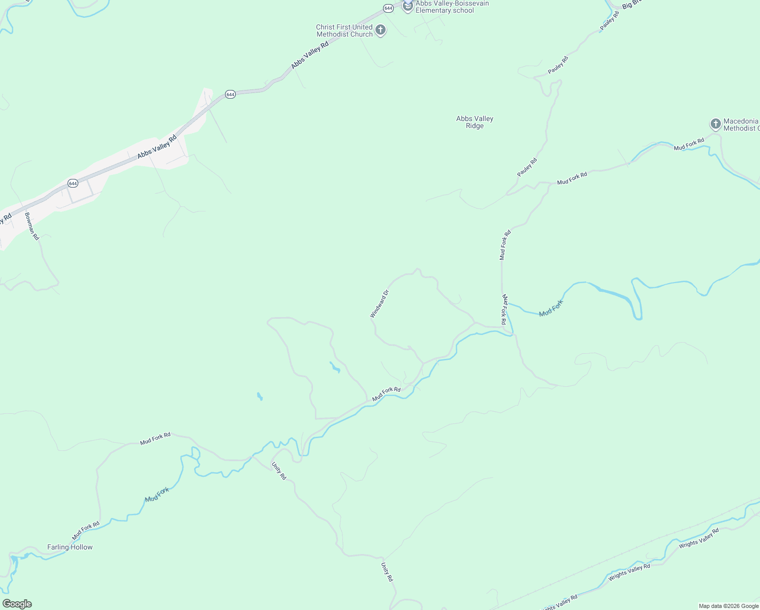 map of restaurants, bars, coffee shops, grocery stores, and more near Windward Drive in Bluefield