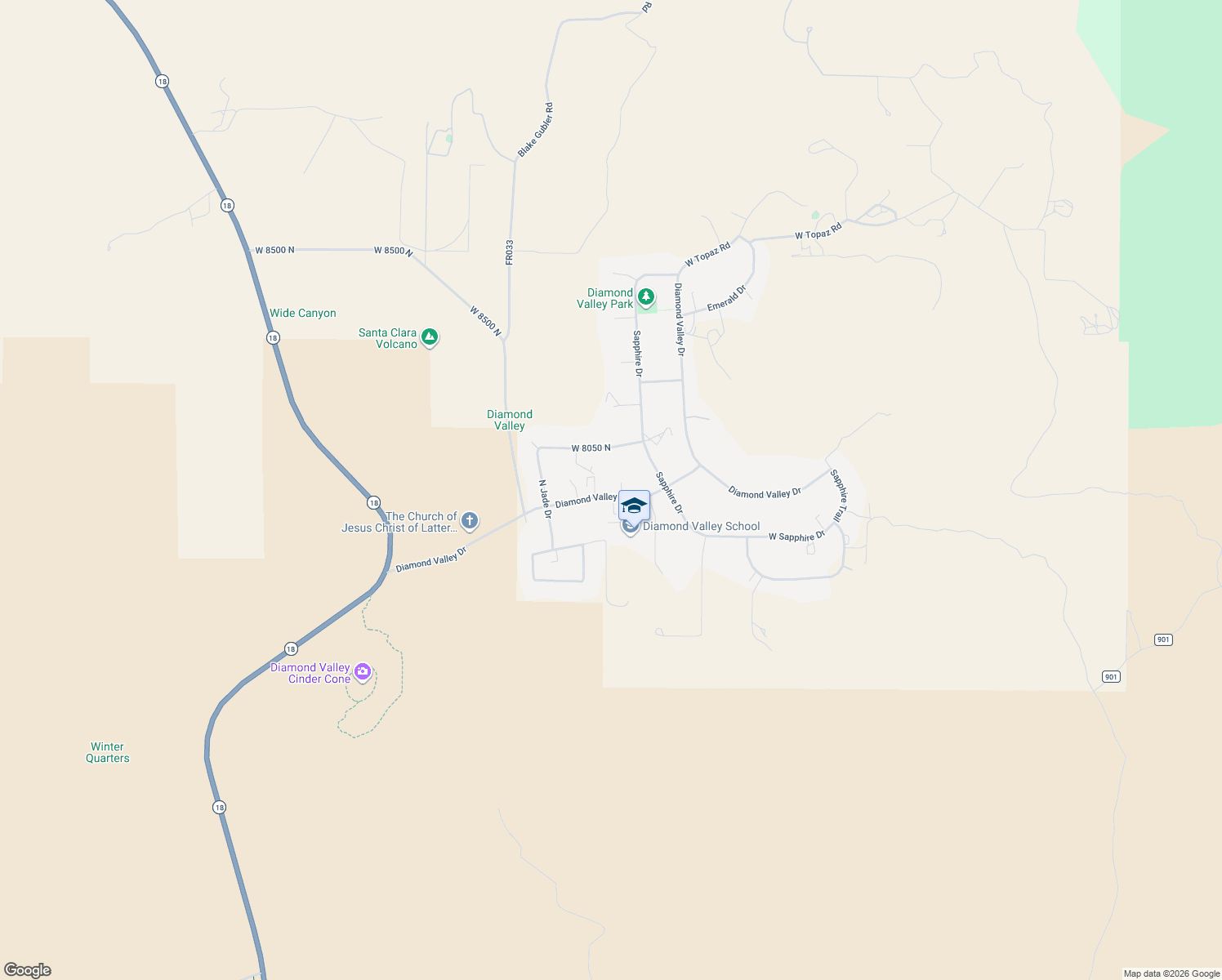 map of restaurants, bars, coffee shops, grocery stores, and more near 1442 West Diamond Valley Drive in St. George