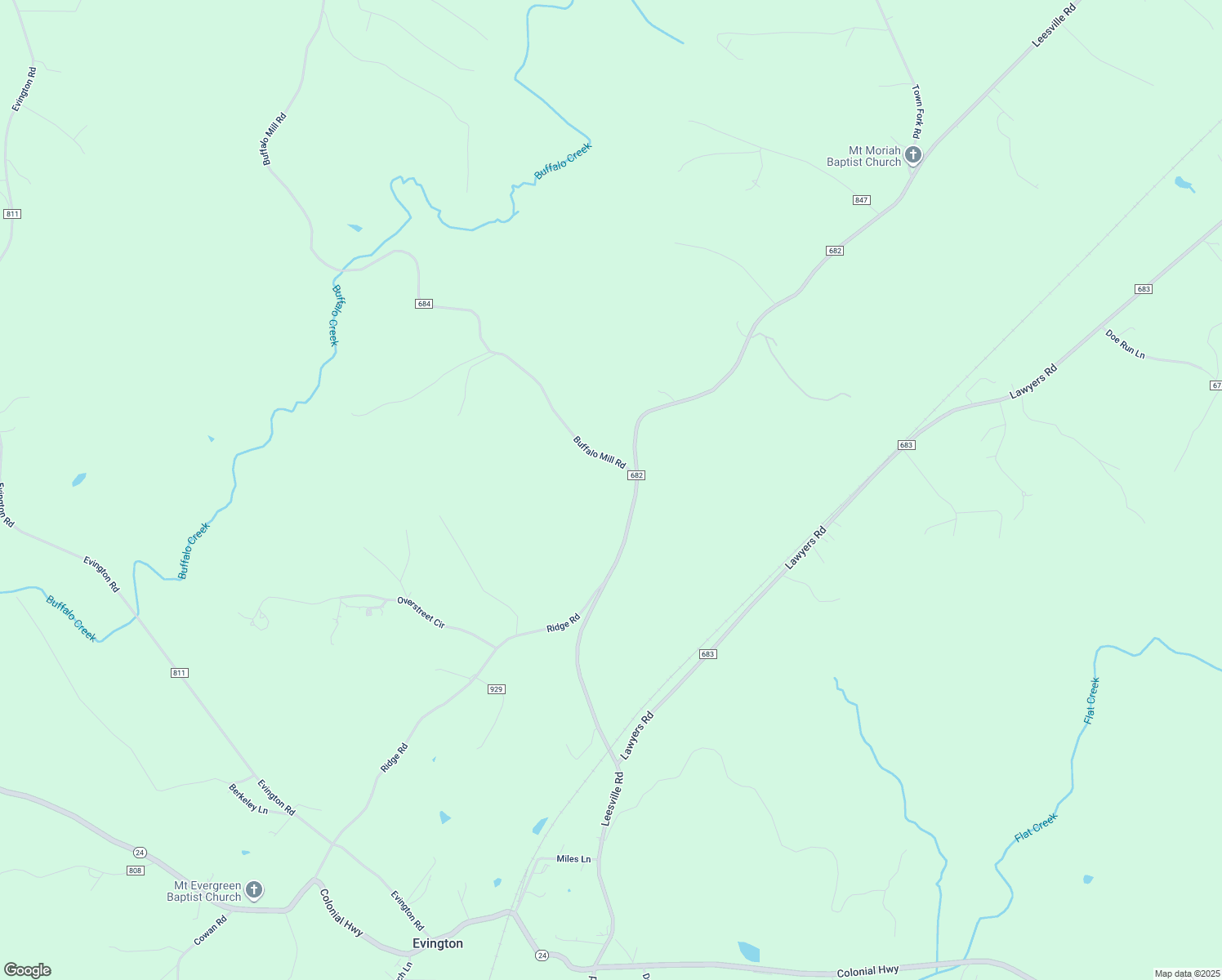 map of restaurants, bars, coffee shops, grocery stores, and more near 12884 Leesville Road in Evington