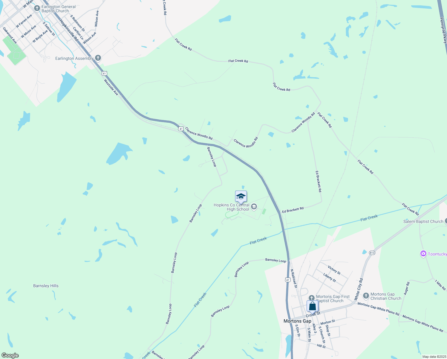 map of restaurants, bars, coffee shops, grocery stores, and more near 262-372 Barnsley Loop in Madisonville
