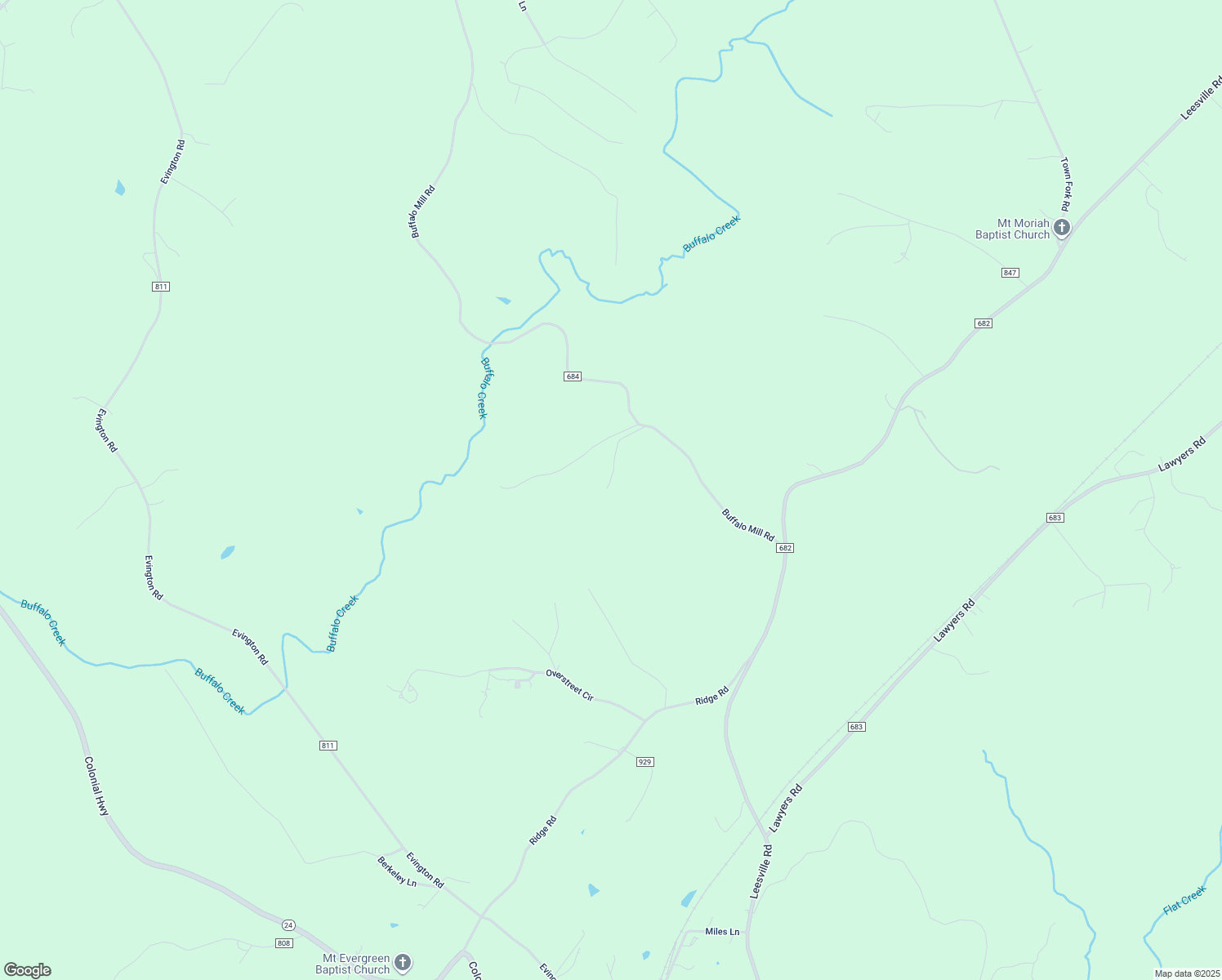 map of restaurants, bars, coffee shops, grocery stores, and more near 600 Buffalo Mill Road in Evington