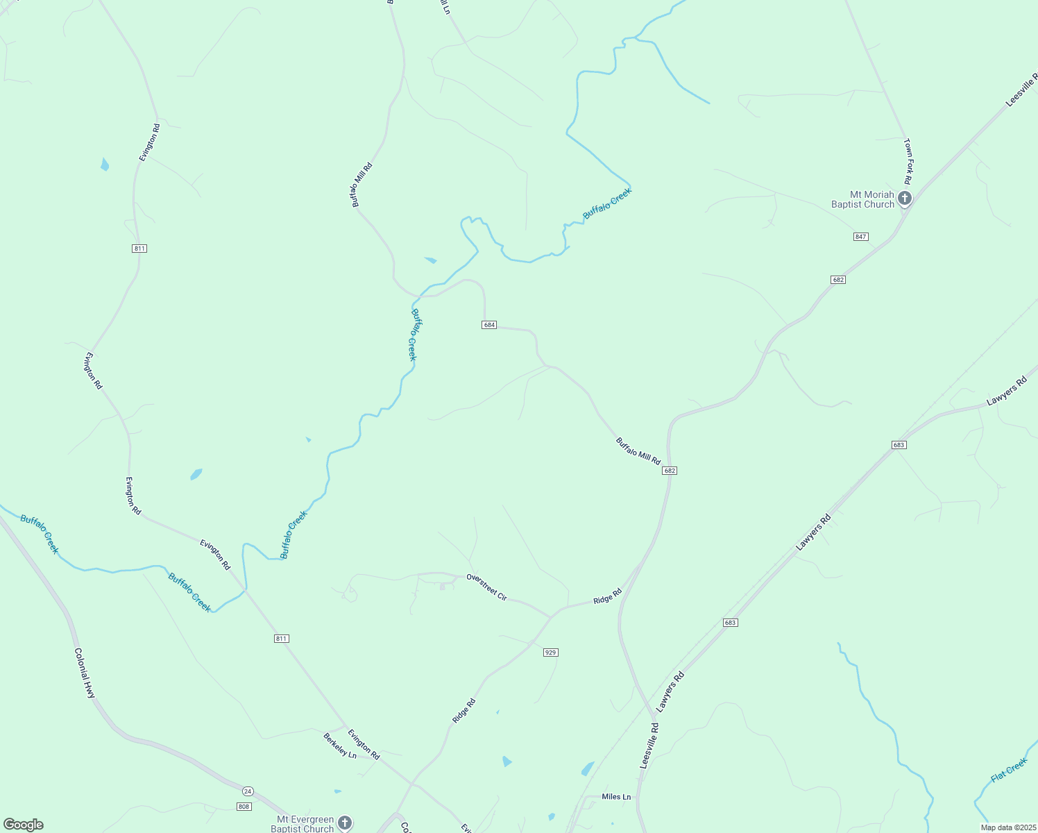map of restaurants, bars, coffee shops, grocery stores, and more near 600 Buffalo Mill Road in Evington