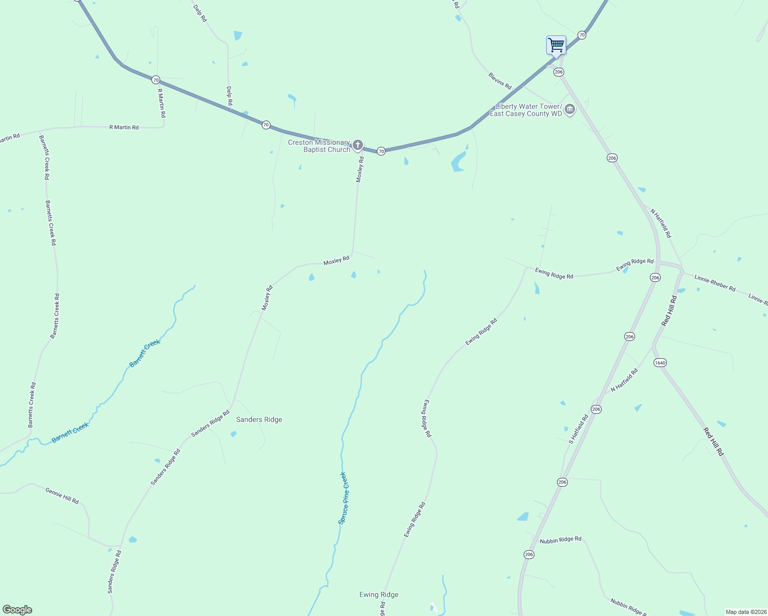 map of restaurants, bars, coffee shops, grocery stores, and more near 481 Moxley Road in Liberty