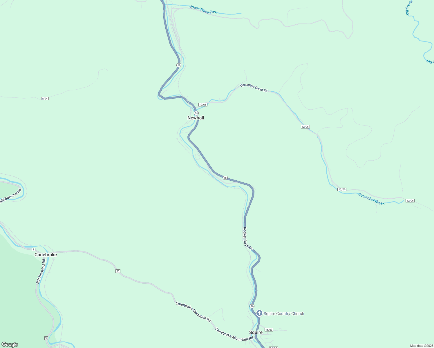 map of restaurants, bars, coffee shops, grocery stores, and more near Highway 16 in Berwind