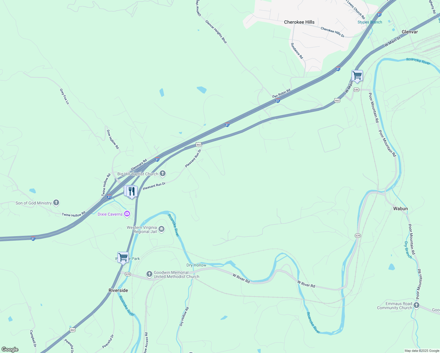 map of restaurants, bars, coffee shops, grocery stores, and more near 5945 Dogwood Ave in Salem