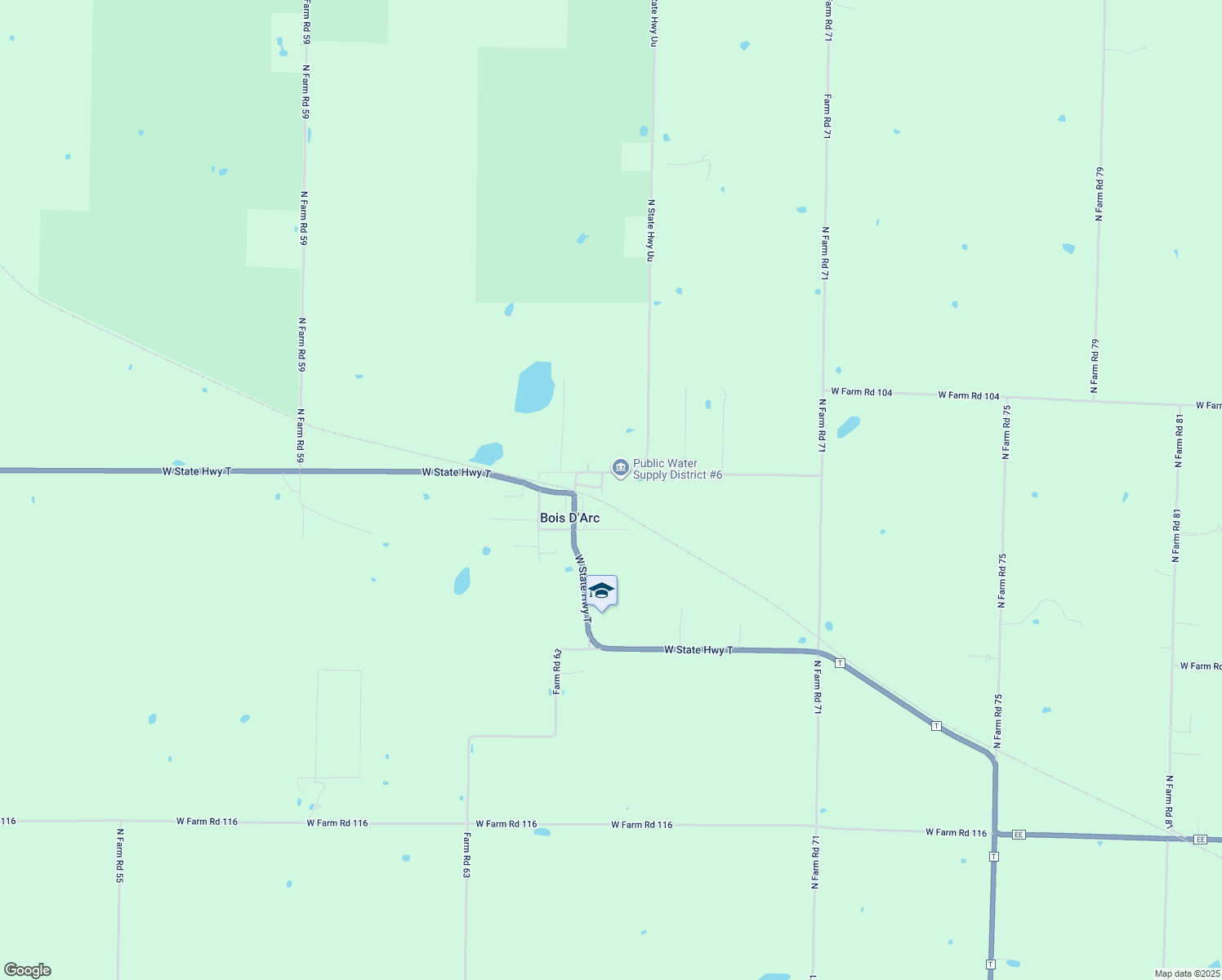 map of restaurants, bars, coffee shops, grocery stores, and more near 3160 North Maverick Lane in Bois D'Arc