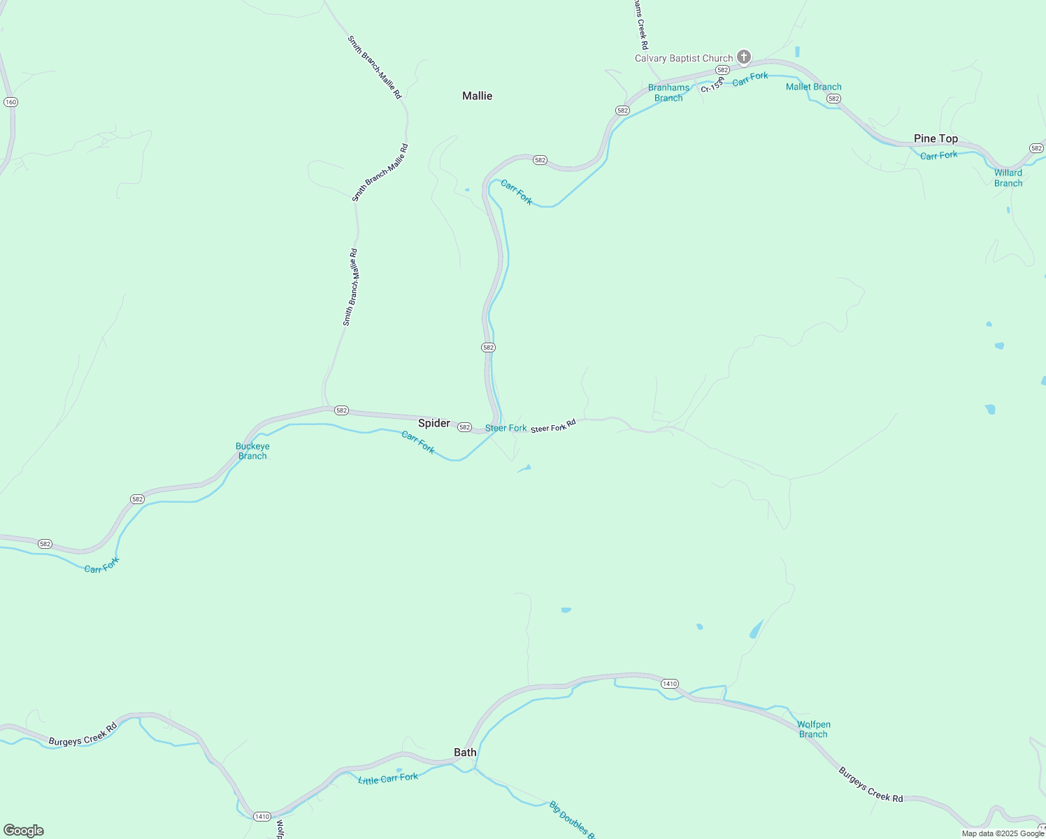map of restaurants, bars, coffee shops, grocery stores, and more near Netties Lane in Pine Top