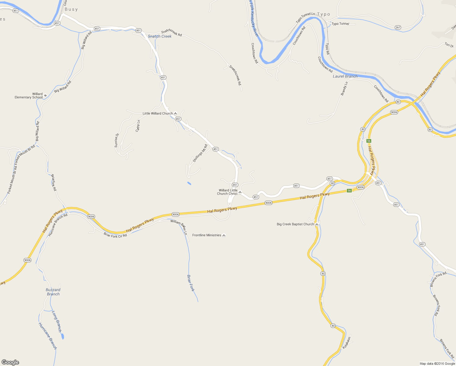 map of restaurants, bars, coffee shops, grocery stores, and more near Coal Harbor Lane in Hazard