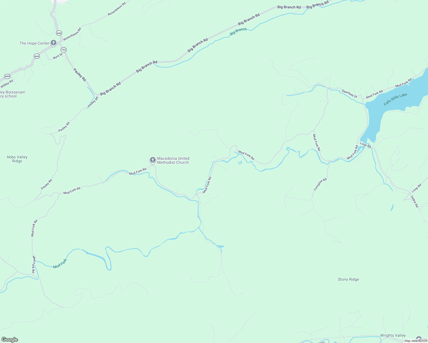 map of restaurants, bars, coffee shops, grocery stores, and more near 12645 Mud Fork Road in Falls Mills