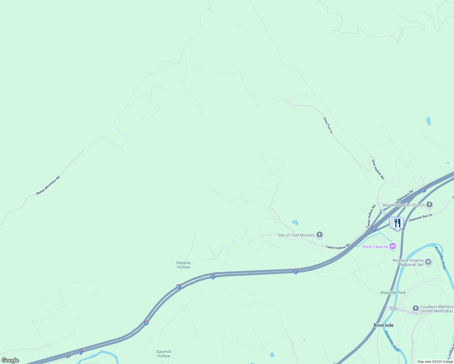 map of restaurants, bars, coffee shops, grocery stores, and more near 6324 Twine Hollow Road in Salem