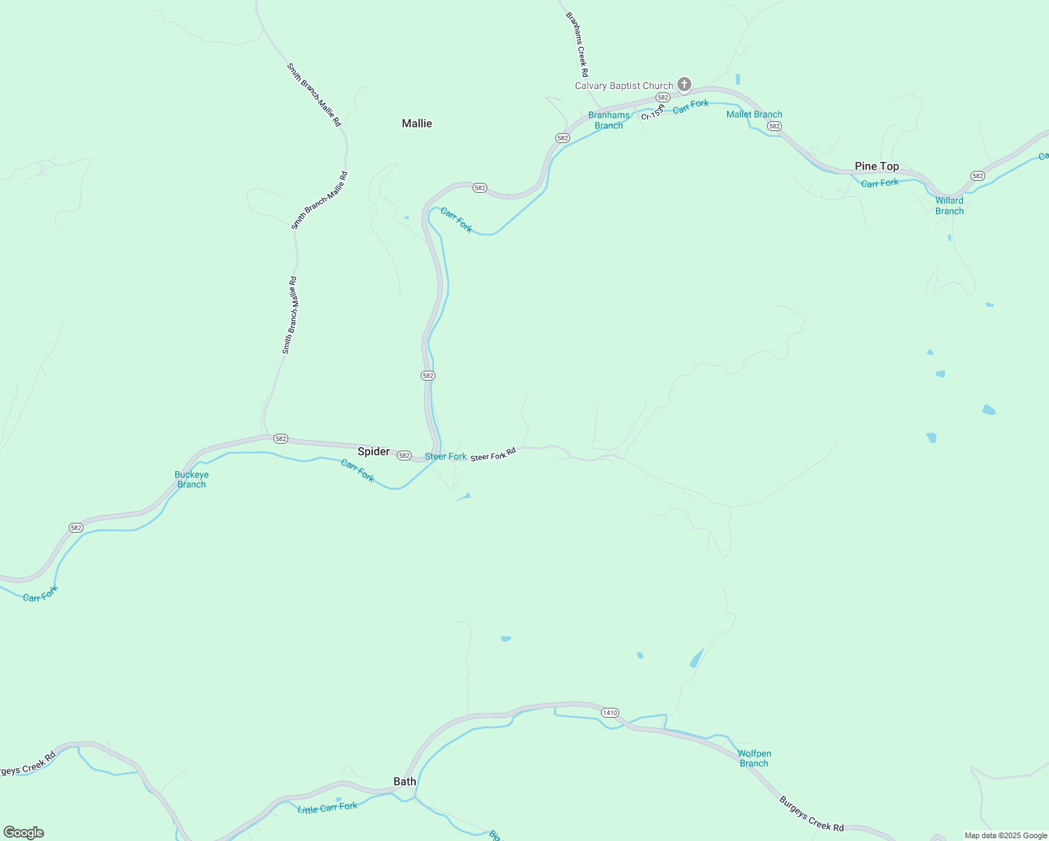 map of restaurants, bars, coffee shops, grocery stores, and more near Netties Lane in Knott County