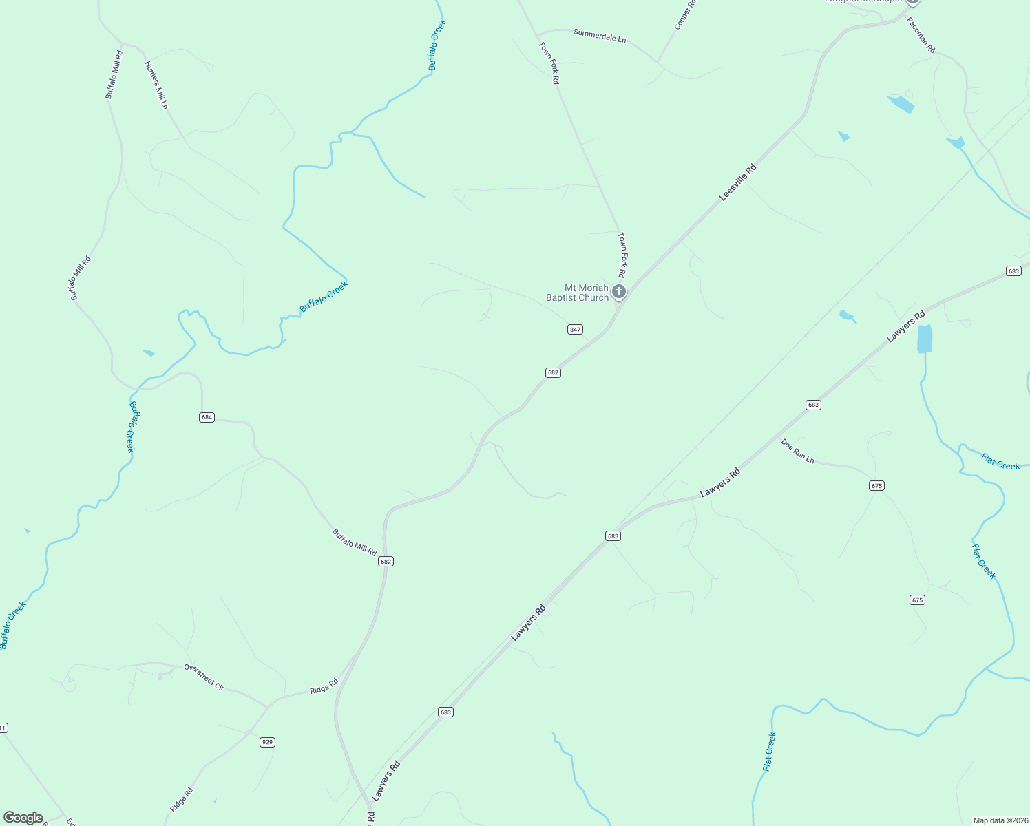 map of restaurants, bars, coffee shops, grocery stores, and more near County Road 682 in Evington