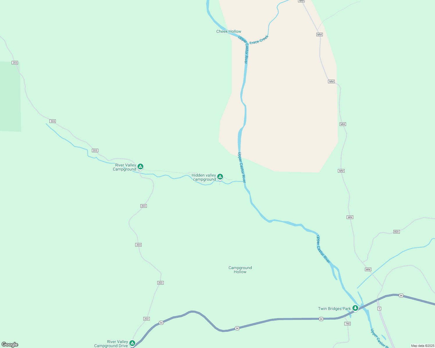 map of restaurants, bars, coffee shops, grocery stores, and more near Hidden Valley Road in Wayne County