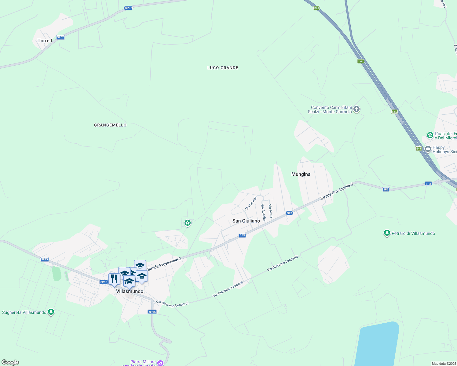 map of restaurants, bars, coffee shops, grocery stores, and more near 14 Via Belvedere in Libero consorzio comunale di Siracusa