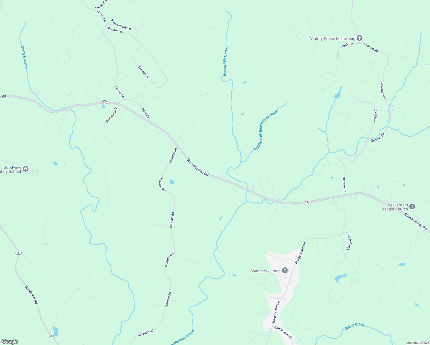 map of restaurants, bars, coffee shops, grocery stores, and more near 12425 Stewartsville Road in Vinton