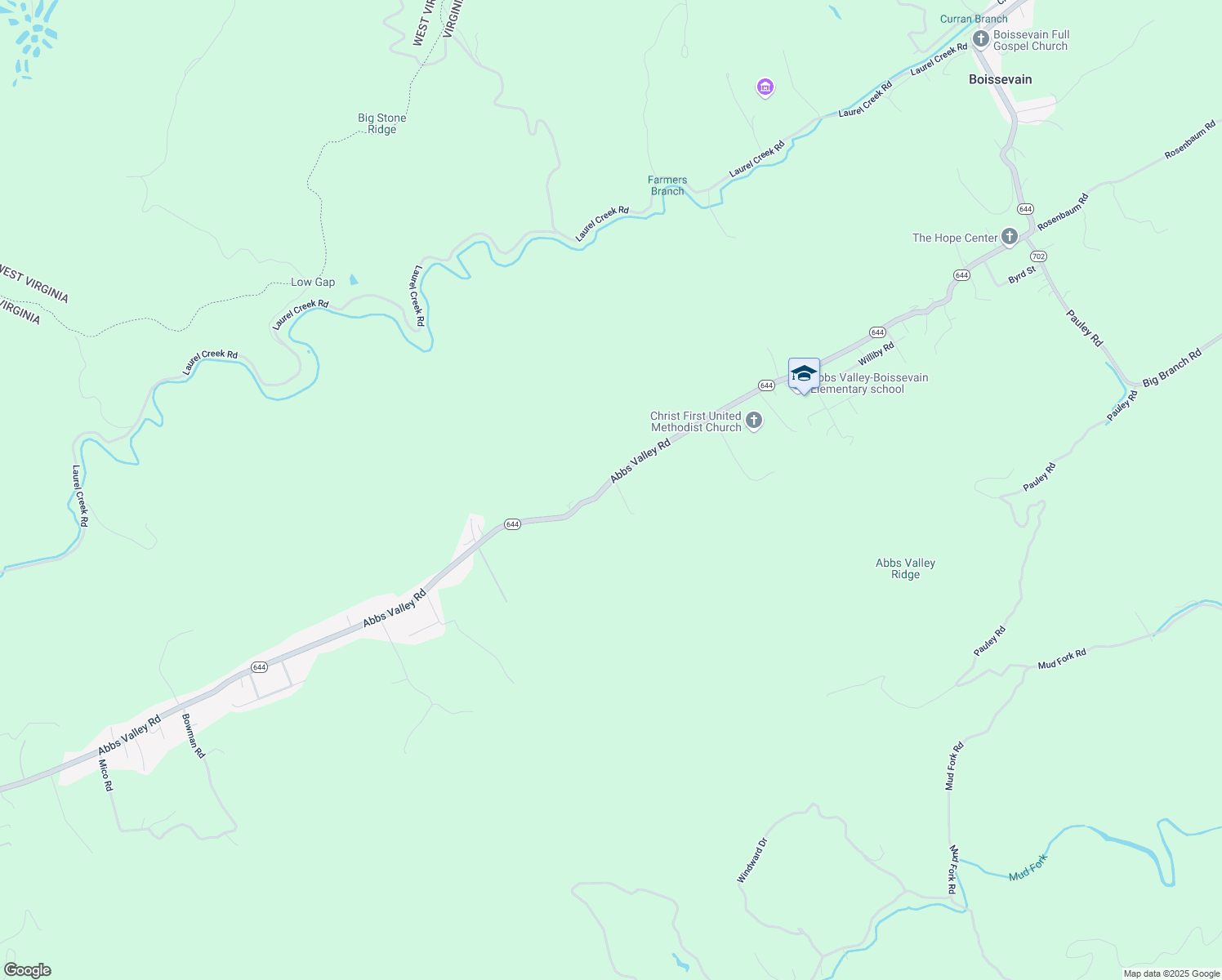 map of restaurants, bars, coffee shops, grocery stores, and more near 7006 Abbs Valley Road in Bluefield