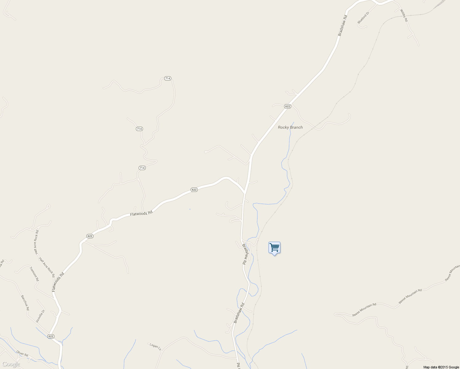 map of restaurants, bars, coffee shops, grocery stores, and more near 4110 Flatwoods Road in Elliston