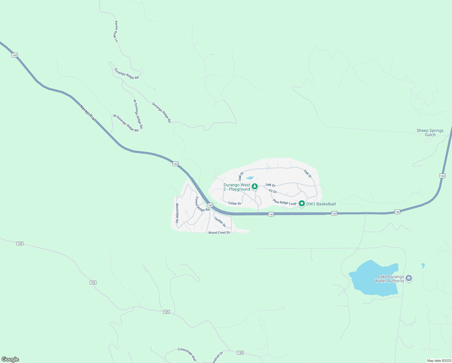 map of restaurants, bars, coffee shops, grocery stores, and more near 130 Spruce Dr in Durango