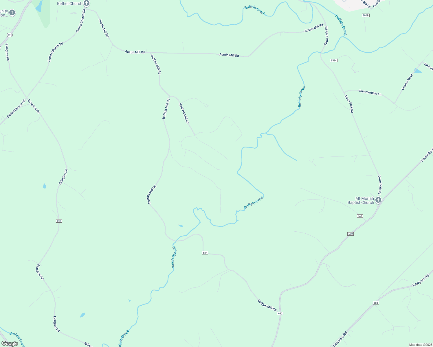 map of restaurants, bars, coffee shops, grocery stores, and more near 495 Bridge Tree Court in Evington