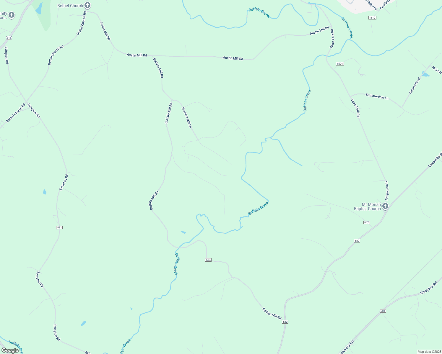map of restaurants, bars, coffee shops, grocery stores, and more near 495 Bridge Tree Court in Evington