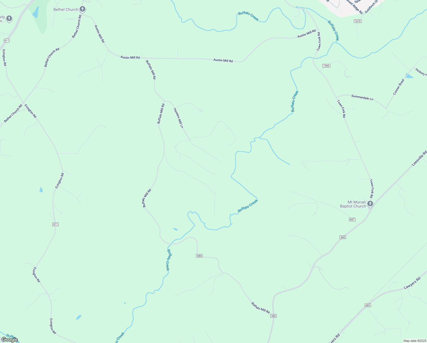 map of restaurants, bars, coffee shops, grocery stores, and more near 506 Bridge Tree Court in Evington