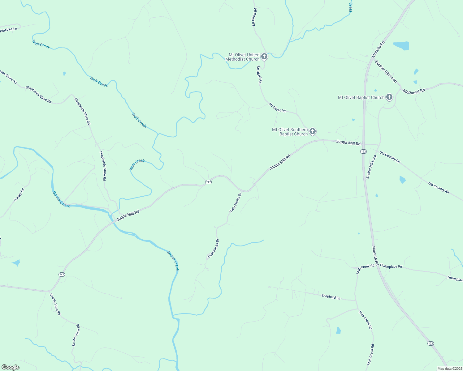 map of restaurants, bars, coffee shops, grocery stores, and more near 2168 Joppa Mill Road in Bedford
