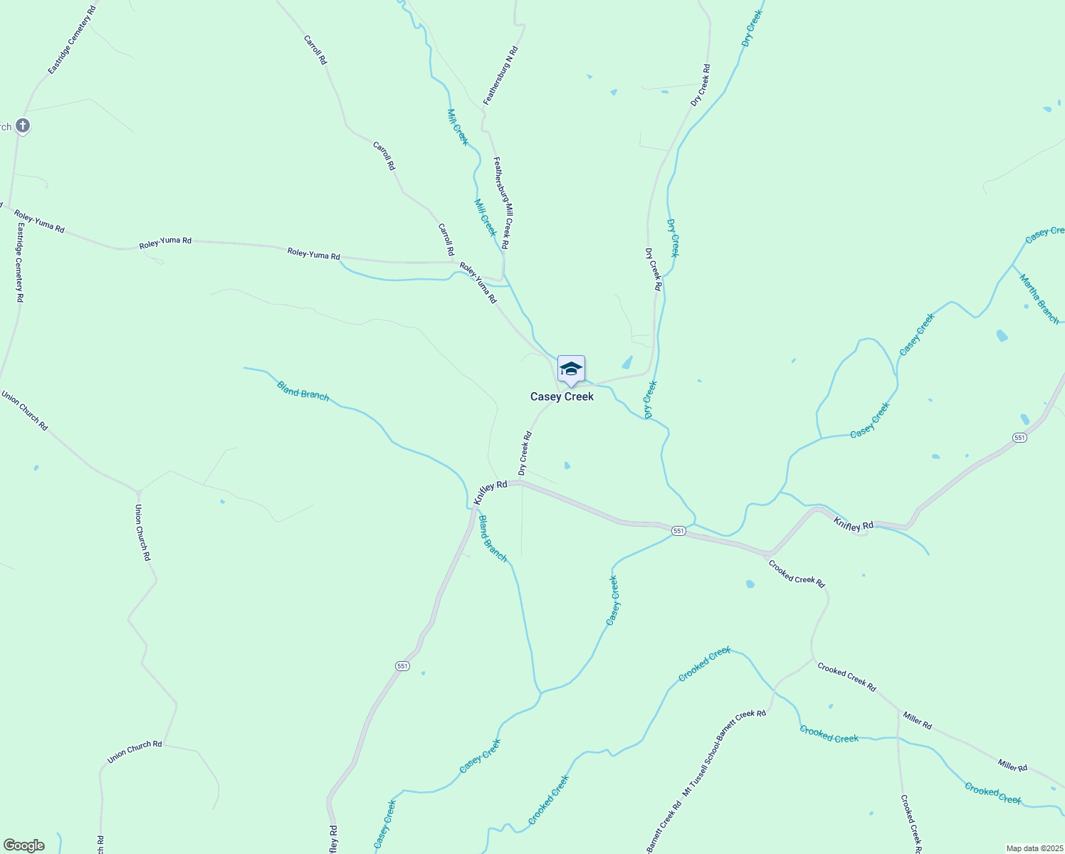 map of restaurants, bars, coffee shops, grocery stores, and more near Dry Creek Road in Columbia