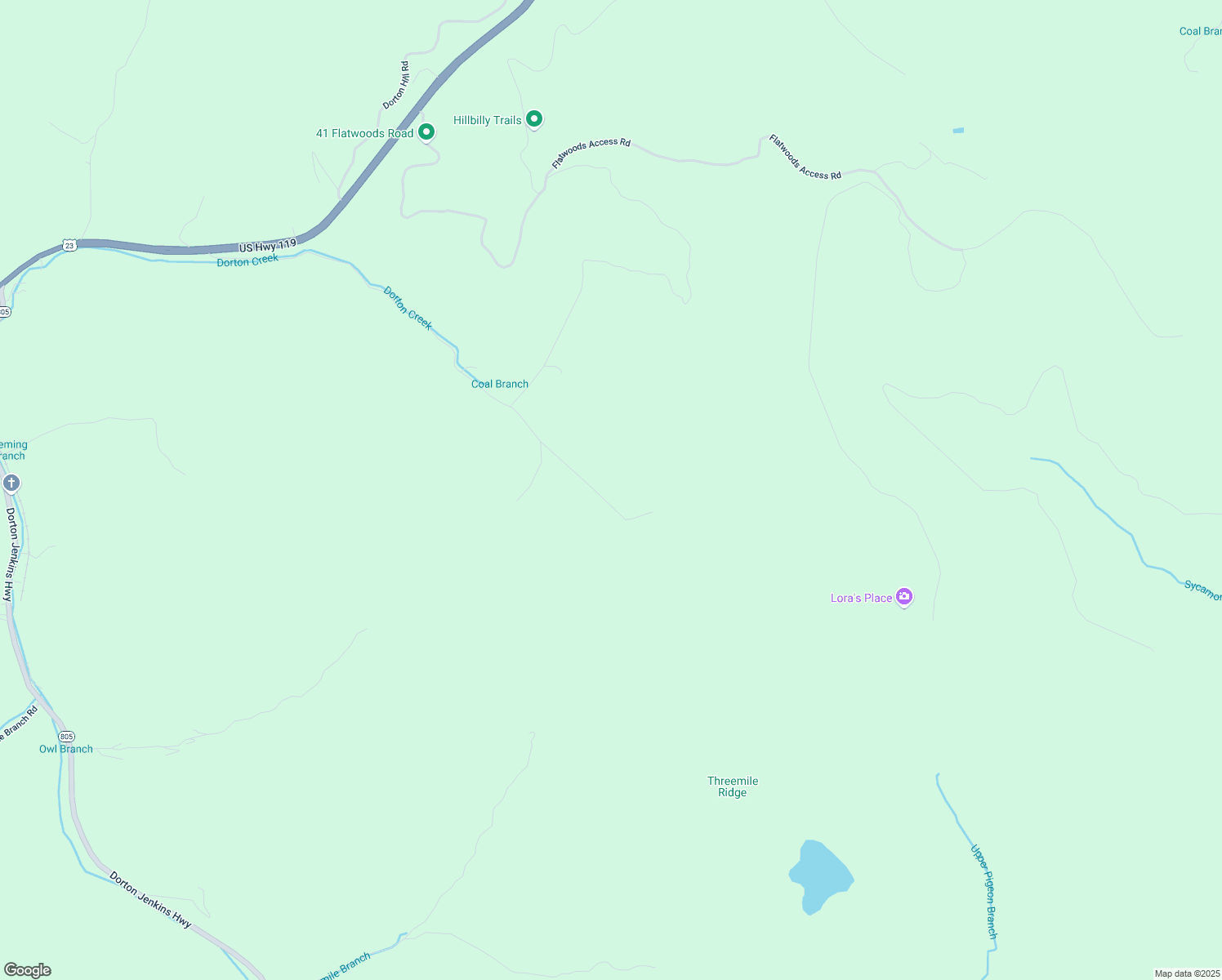 map of restaurants, bars, coffee shops, grocery stores, and more near 1349 Dorton Creek in Jenkins