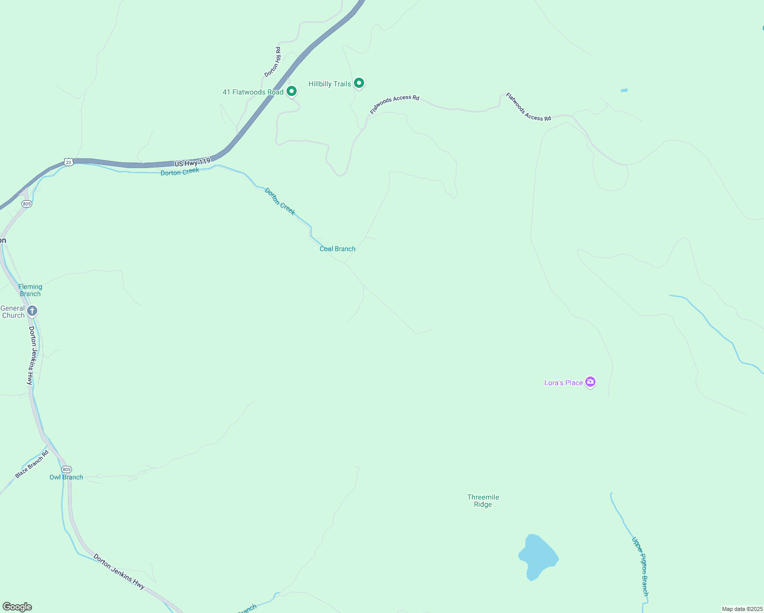 map of restaurants, bars, coffee shops, grocery stores, and more near 1349 Dorton Creek in Jenkins