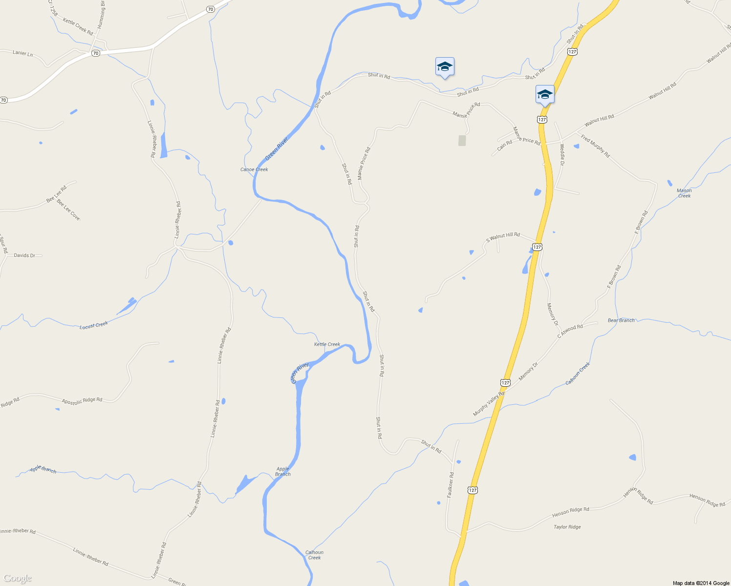 map of restaurants, bars, coffee shops, grocery stores, and more near Shut in Road in Liberty