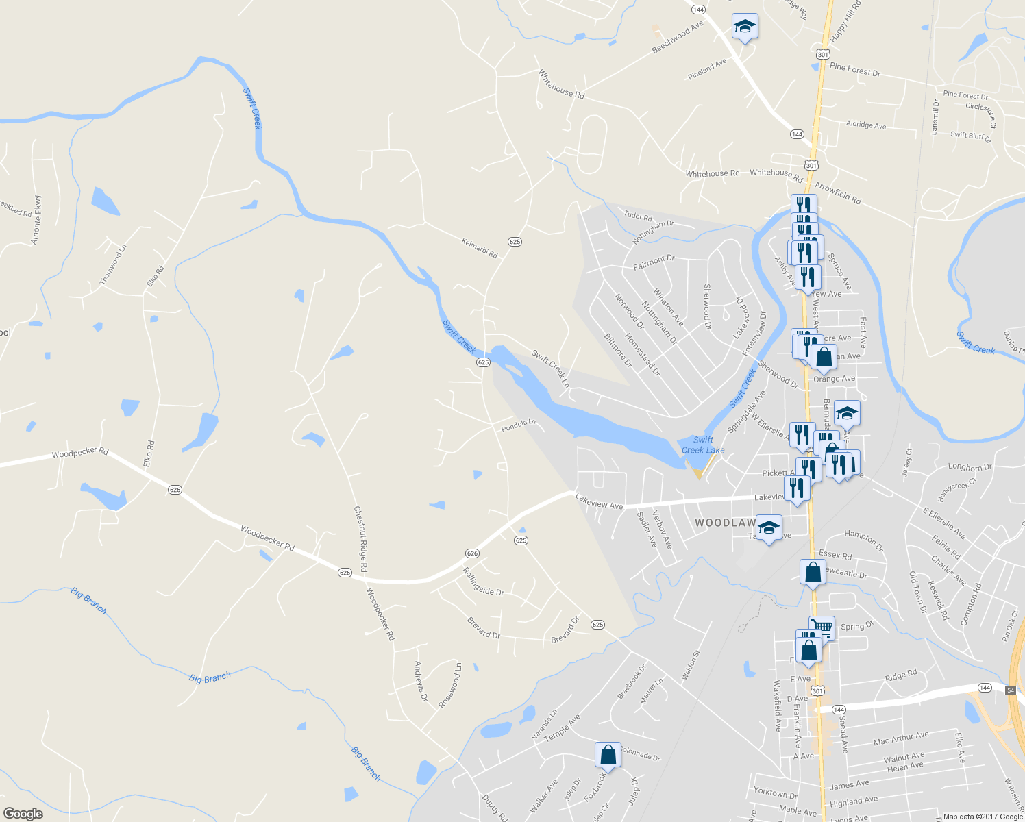 map of restaurants, bars, coffee shops, grocery stores, and more near 18003 Branders Bridge Road in Colonial Heights