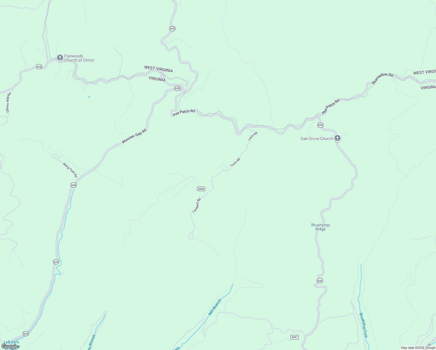 map of restaurants, bars, coffee shops, grocery stores, and more near State Route 704 in Buchanan County