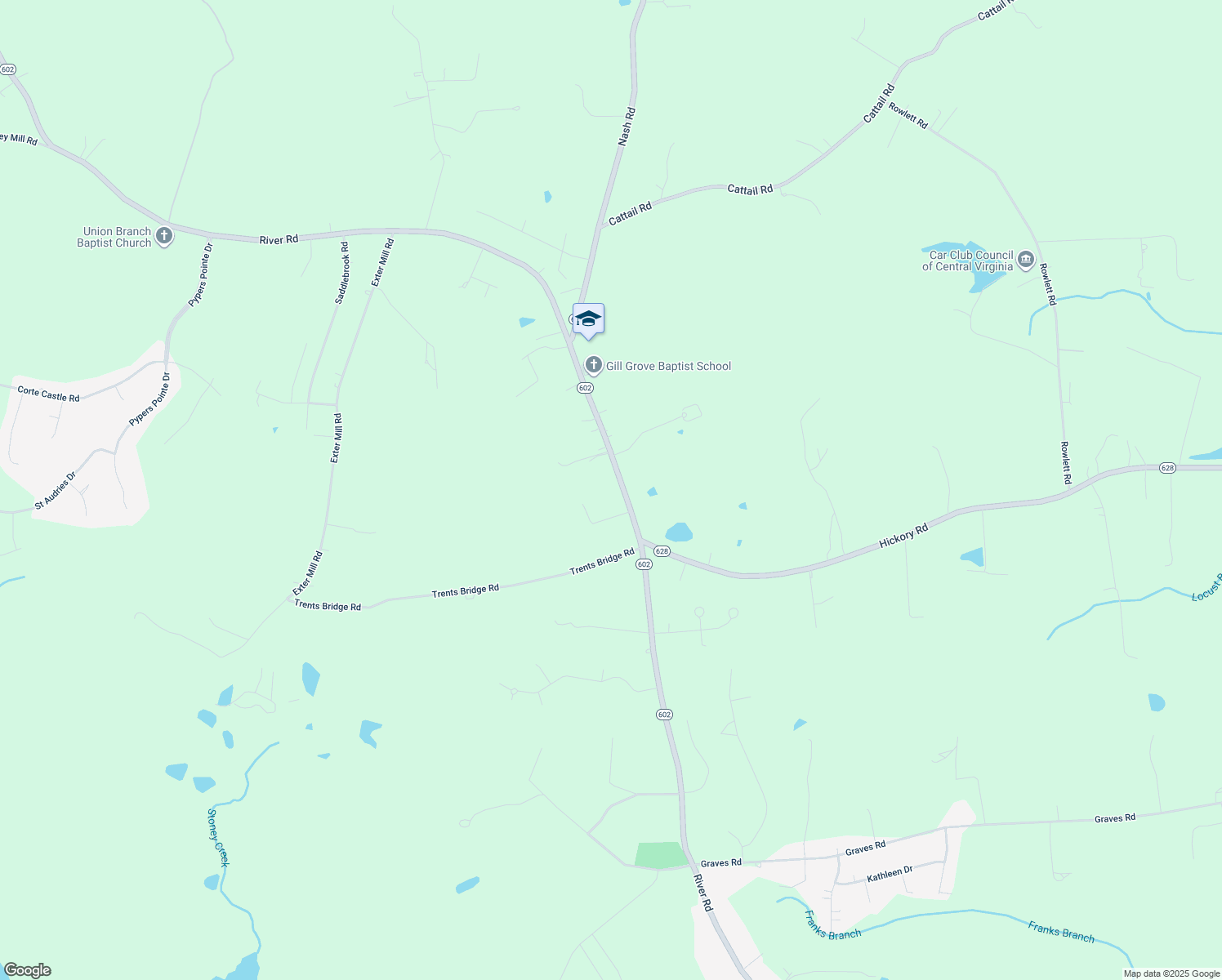 map of restaurants, bars, coffee shops, grocery stores, and more near 10601 River Road in Chesterfield