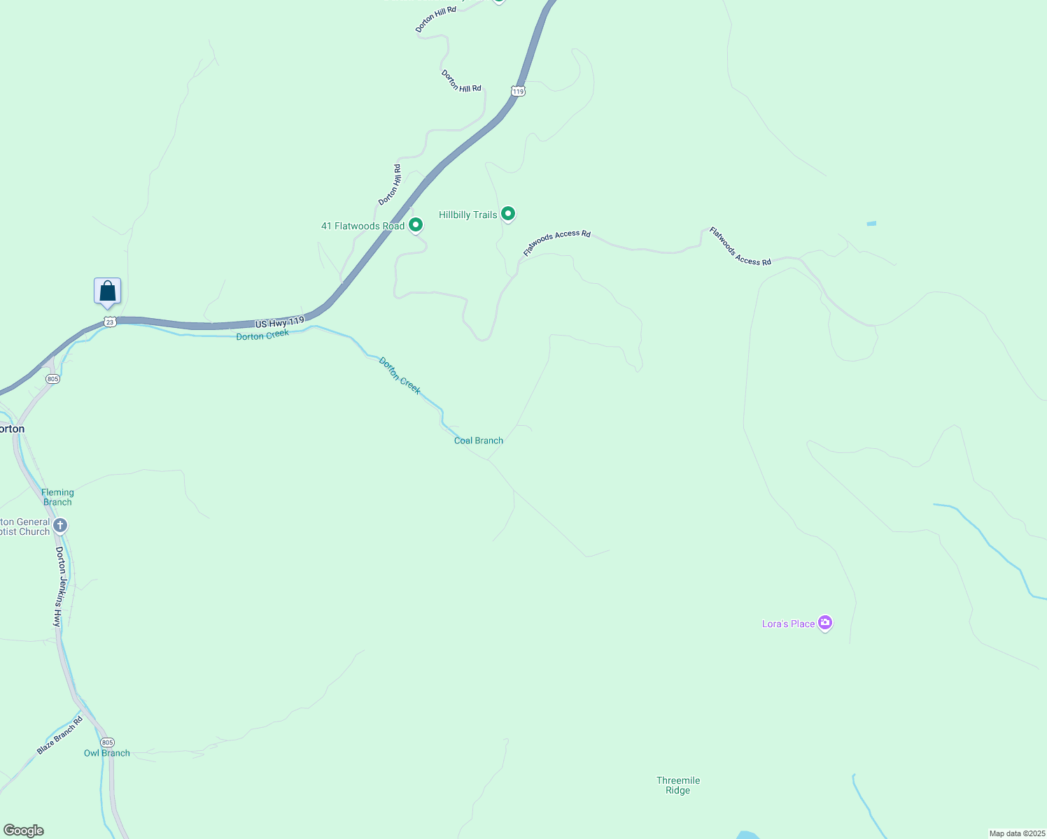 map of restaurants, bars, coffee shops, grocery stores, and more near 16-72 Coal Branch Road in Shelby Gap