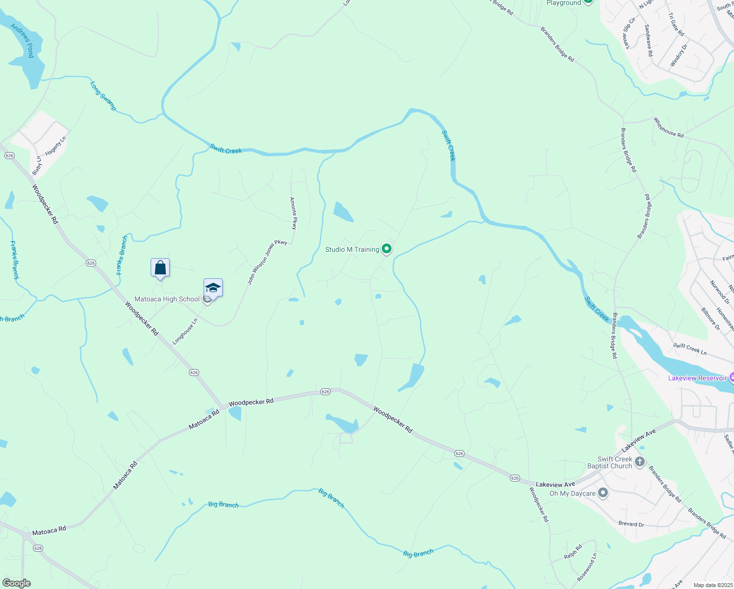 map of restaurants, bars, coffee shops, grocery stores, and more near 17618 Elko Rd in Petersburg