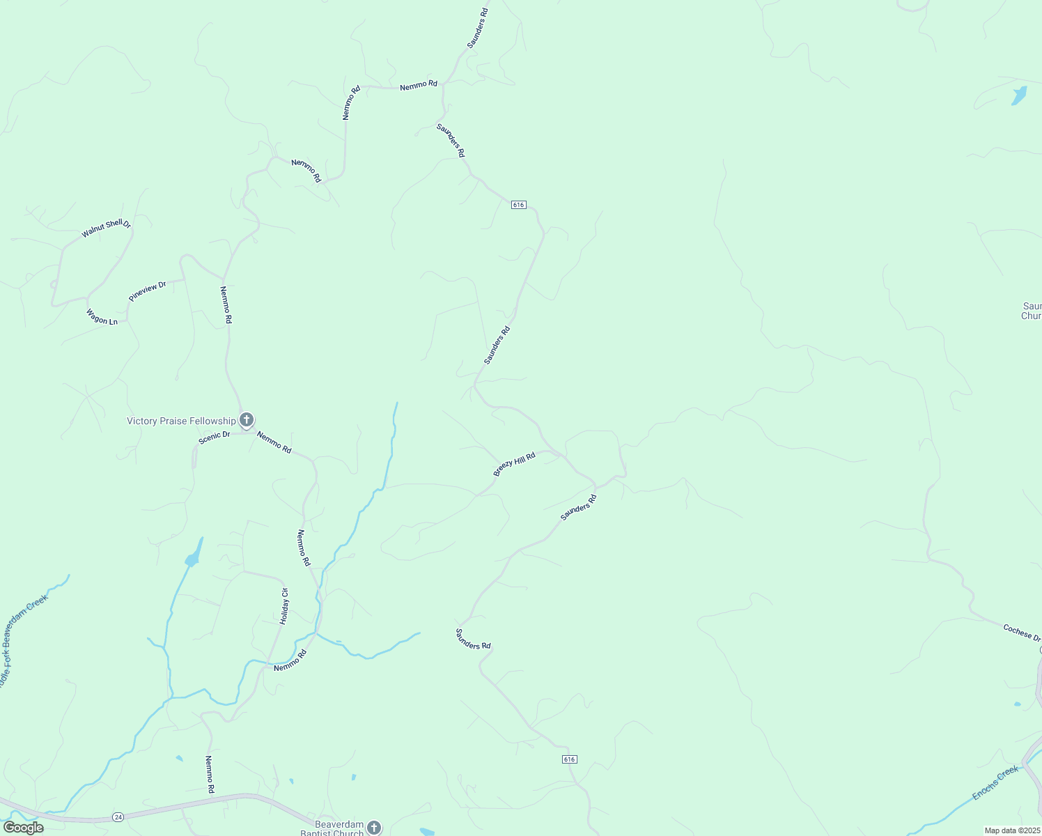 map of restaurants, bars, coffee shops, grocery stores, and more near 4153 Saunders Road in Vinton